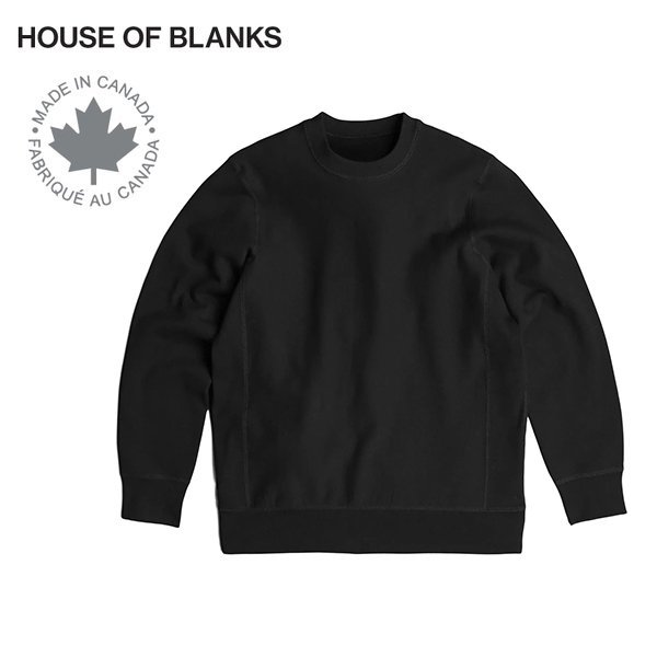 【サイズ L】House Of Blanks ハウスオブブランクス クルーネック スウェットシャツ ブラック カナダ製 Classic Crewneck Sweatshirt