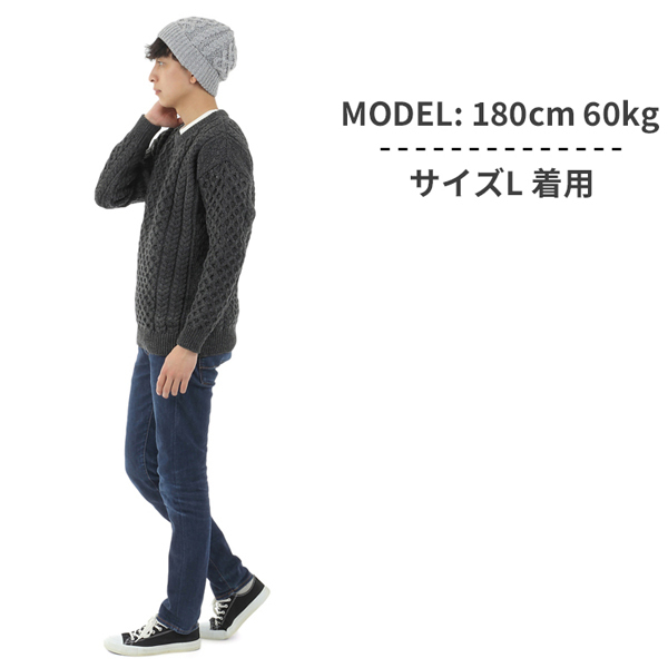 【サイズS】 アランクラフト Aran Crafts ウールニットセーター チャコール Merino Crew Neck Sweater MADE IN IRELAND アイルランド製_画像8