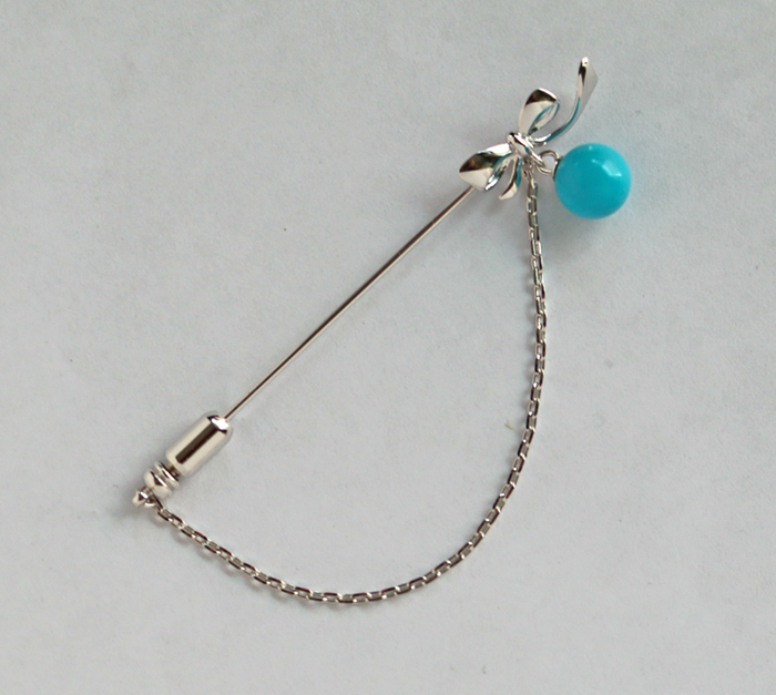 SV925 turquoise (8.0mm) pin brooch [ Ribon ] motif 