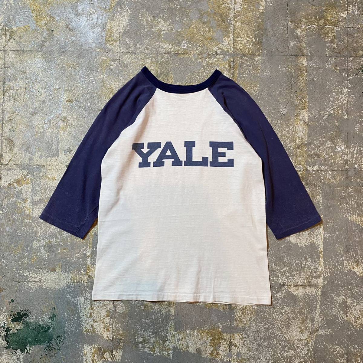 60s ベルバシーン YALE ラグランTシャツ(七分) USA製 ネイビー L