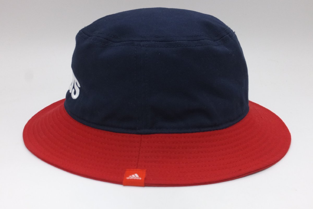■【YS-1】 アディダス Adidas ハット 帽子 ■ 状態良好 ■ サイズ・58cm ■ ネイビー 紺系 × レッド 赤系 綿100% ■【同梱可能商品】■Aの画像4