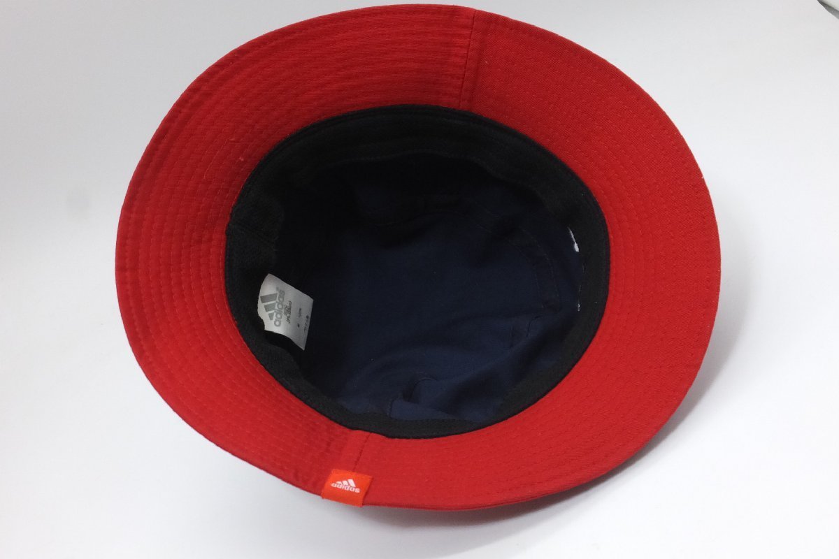 ■【YS-1】 アディダス Adidas ハット 帽子 ■ 状態良好 ■ サイズ・58cm ■ ネイビー 紺系 × レッド 赤系 綿100% ■【同梱可能商品】■Aの画像5