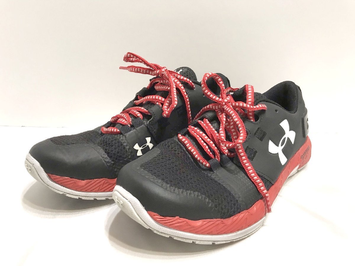 ■【YS-1】 Under Armour アンダーアーマー ■ CHARGED CORE ランニング スニーカー ■ ブラック系 × レッド系 25.5cm 【同梱可能商品】D_画像1