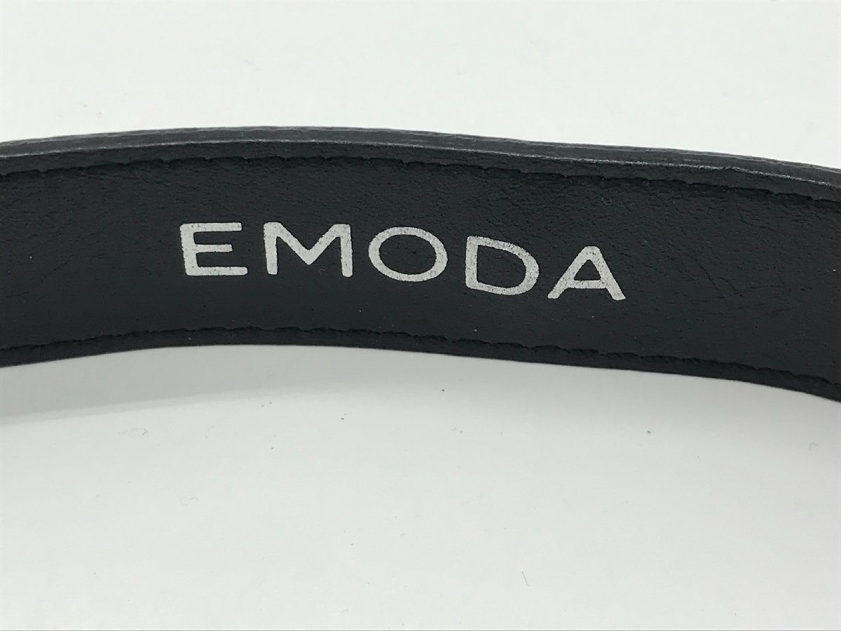 ■【YS-1】 エモダ EMODA ベルト ■ バックル分離不可 黒系 本革 レザー 穴無し 全長67cm 幅2,5cm 【同梱可能商品】K■_画像6