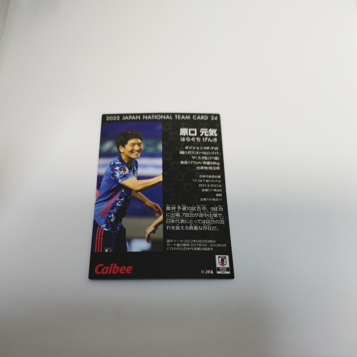 サッカー日本代表チップス2022年　原口元気　カード　新品_画像2