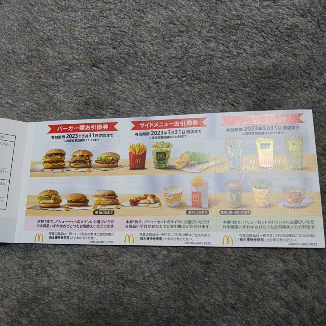  postage included! McDonald's stockholder complimentary ticket 1 pcs. 