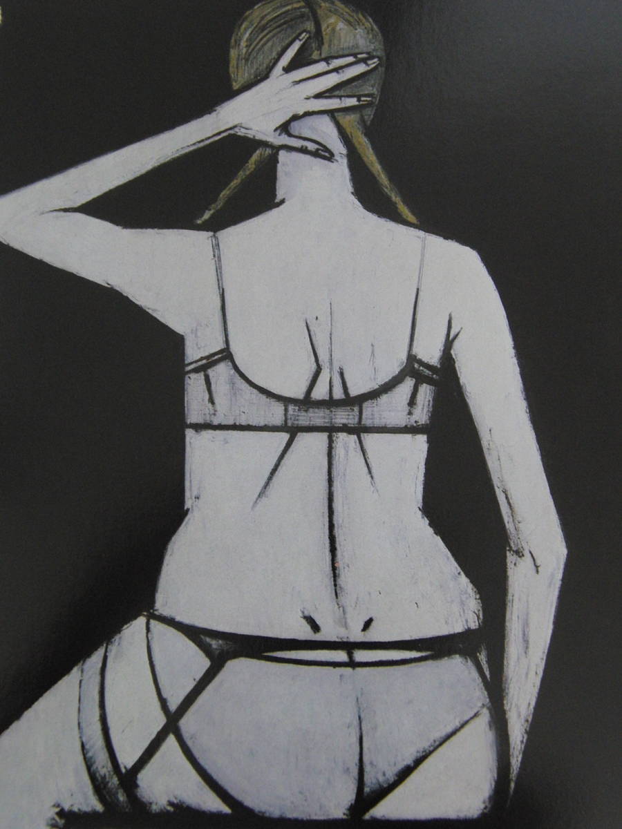 ベルナール・ビュッフェ「Femmes assies」希少画集の額装画、人気作品、オーダーマット付・日本製新品額入り、Bernard Buffet_画像2