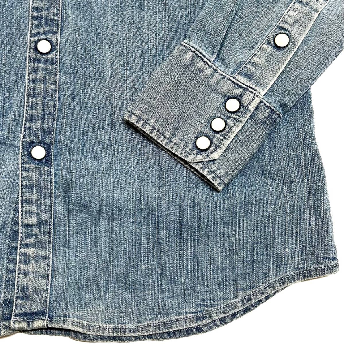 定価3 2万 AKM 8oz STRETCH DENIM WESTERN SHIRTS Mサイズ ブルー