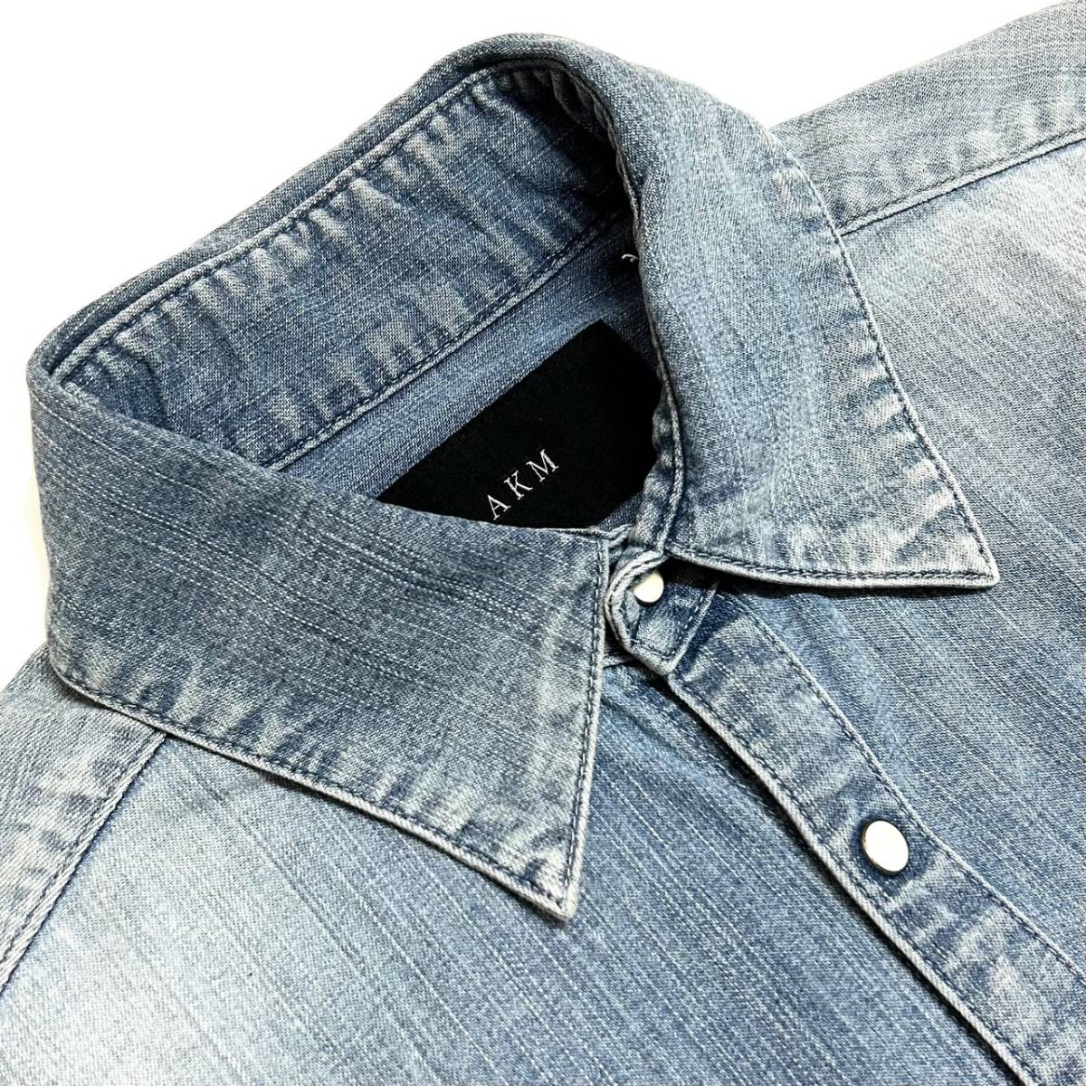 定価3 2万 AKM 8oz STRETCH DENIM WESTERN SHIRTS Mサイズ ブルー