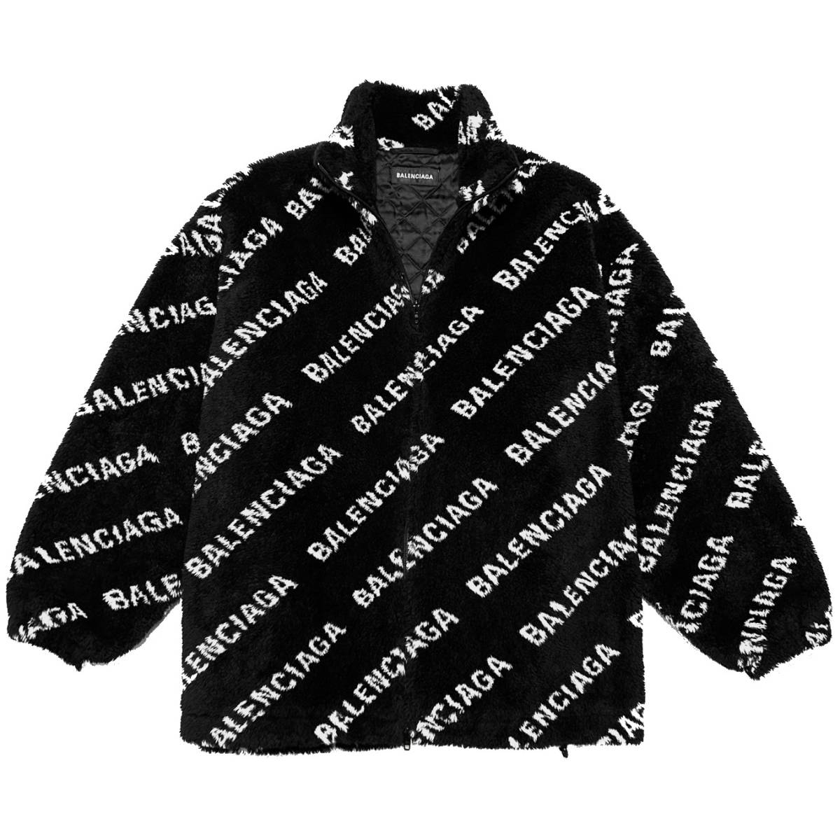 国内正規品 定価32万 BALENCIAGA Allover Logo Fluffy Zip-Up Jacket 44 男女兼用 美品 バレンシアガ  ロゴジップアップジャケット フリース