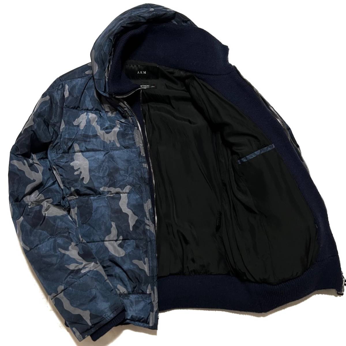 LEON掲載 定価16.5万 AKM LIMONTA CAMO BORDER SKI HOODED DOWN JKT Mサイズ リモンタカモナイロンレイヤードダウンベスト ジュンハシモト_画像4