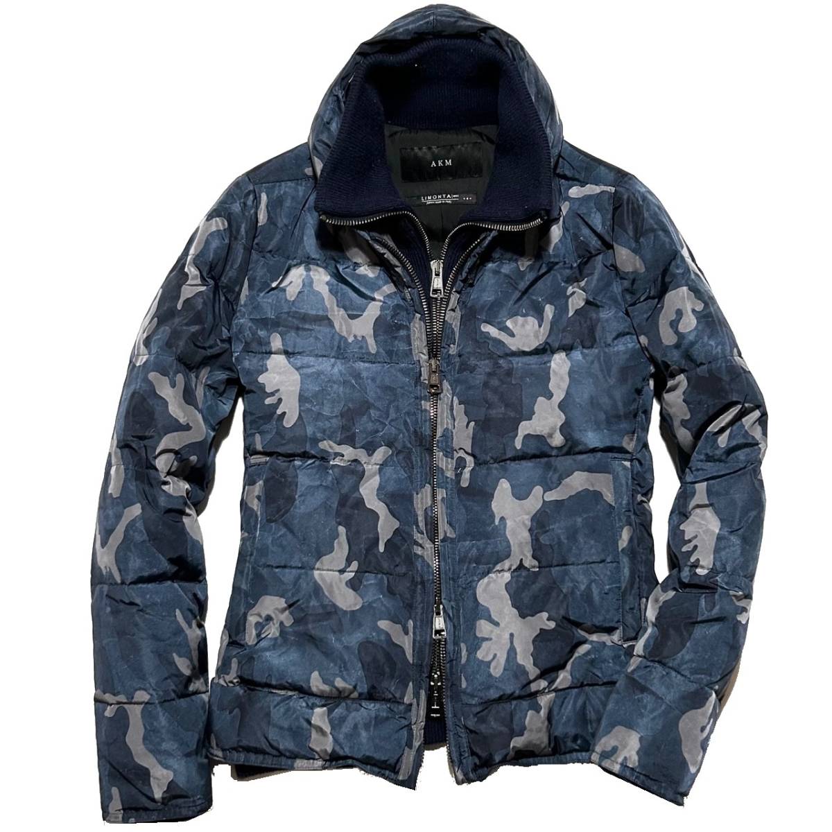 LEON掲載 定価16.5万 AKM LIMONTA CAMO BORDER SKI HOODED DOWN JKT Mサイズ リモンタカモナイロンレイヤードダウンベスト ジュンハシモト_画像1