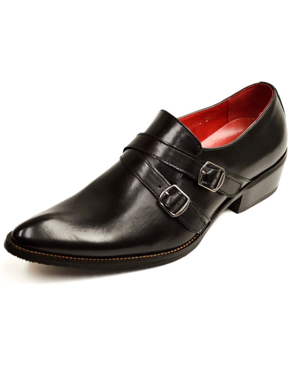 メンズ　ビジネスシューズ　4cmヒール　人気デザイン プレーントゥ モンク ストレートチップ 革靴 足長効果 紳士靴　28cm