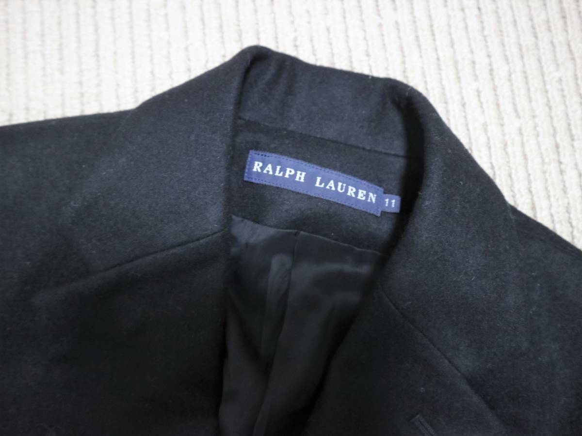 【即決】美品 RALPH LAUREN ラルフローレン◆ブラック テーラード ジャケット 羊毛×カシミヤ 11 裏地有 　　ta _画像7