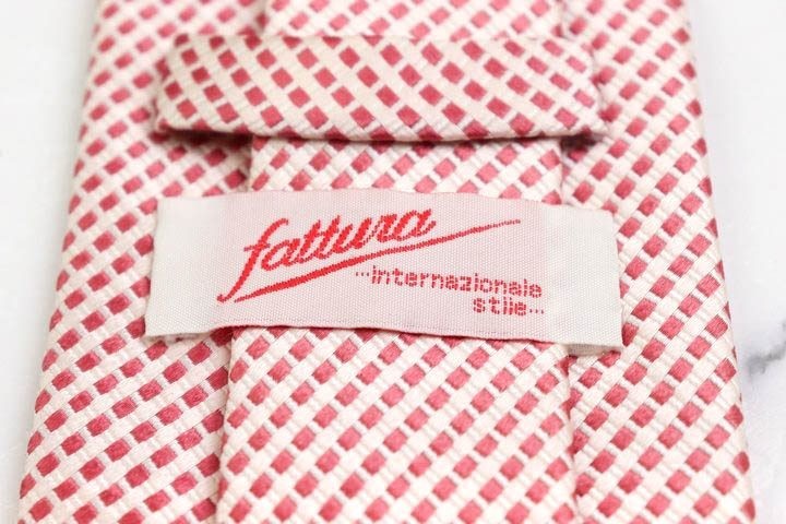 ファットゥーラ 格子柄 シルク ブランド ネクタイ メンズ レッド系 良品FATTURA_画像2