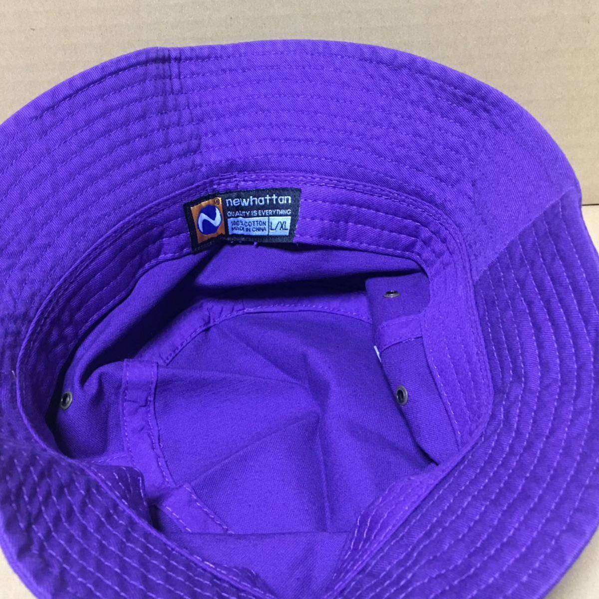 NEWHATTAN ツイルコットン パープル L/XLサイズ バケットハット バケハ ニューハッタン 帽子 紫 PURPLEの画像3