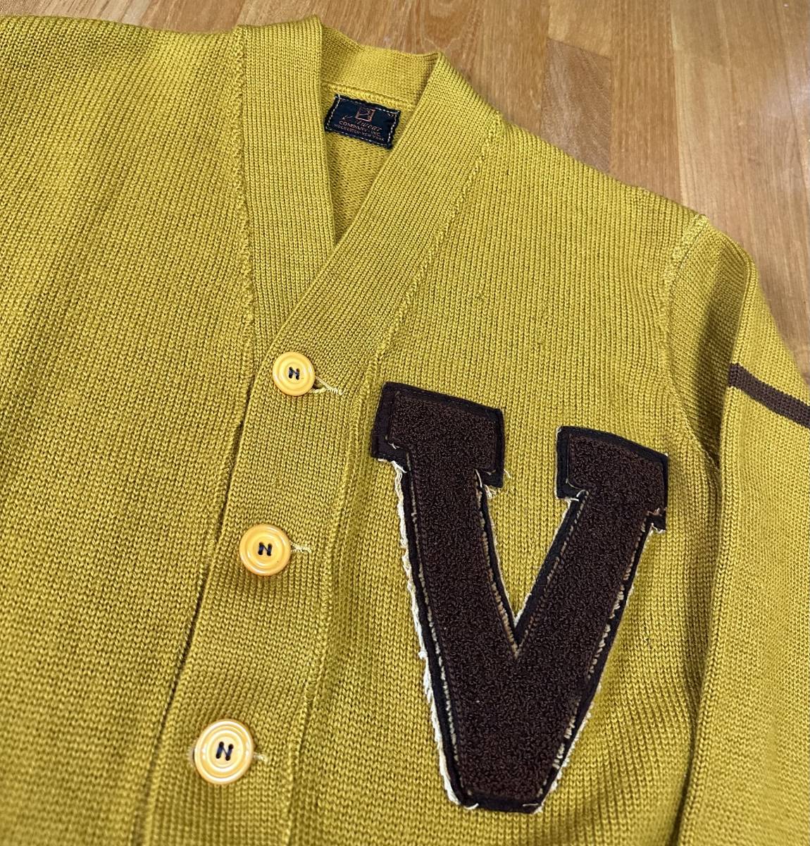 30\'s vintage Champion Champion yellow letter do cardigan CHAMPION Knitwear companyteka Ran tag original kalasi