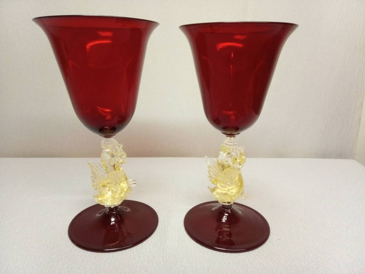 Yahoo!オークション   ベネチアングラス ワイングラス 2客セット