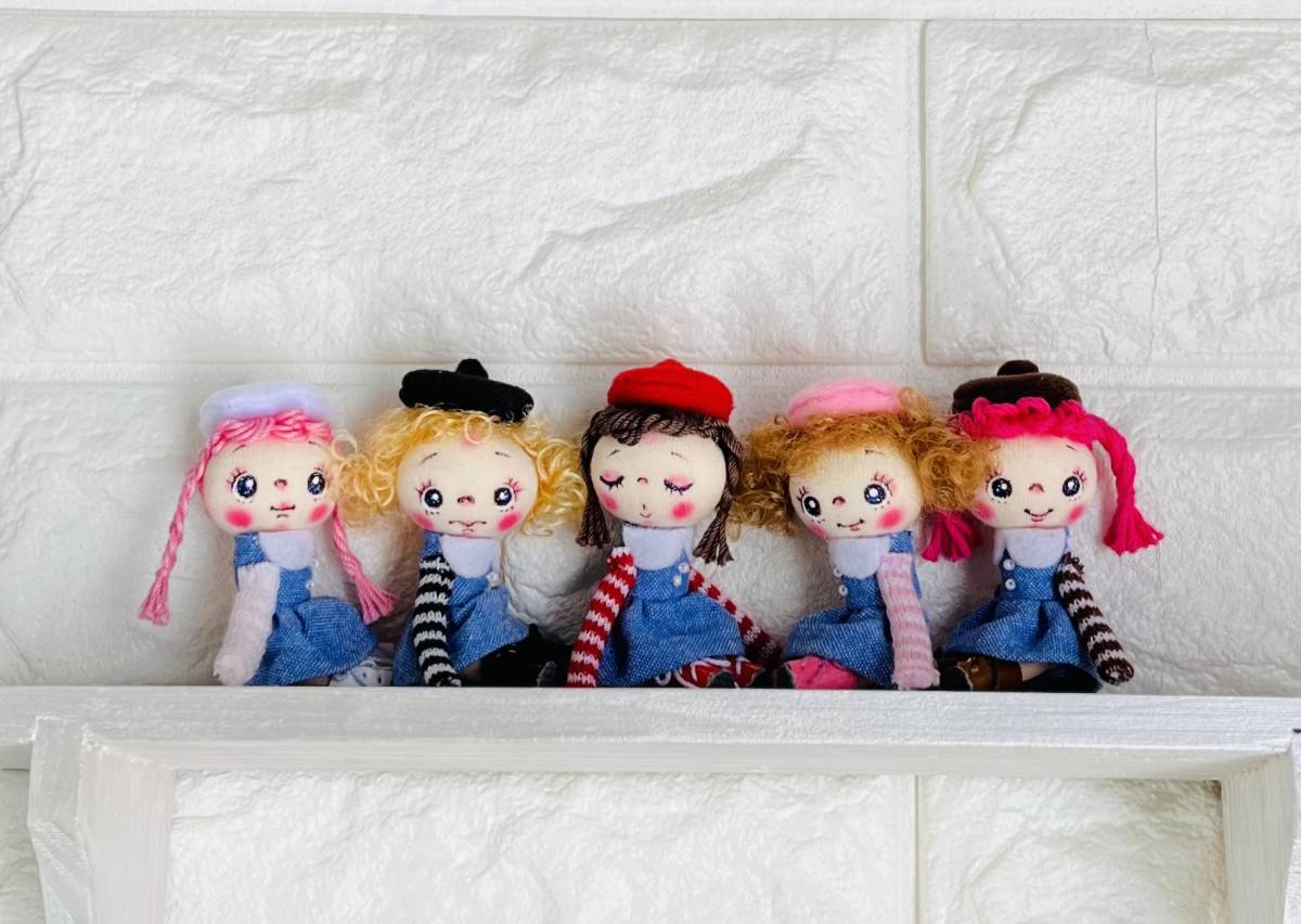 anjidoll☆彡№12☆ベレー帽の小さなお人形・ミニチュアドール・ドールハウス・布人形・お人形のお人形・手作り人形_5ジョイント動きます