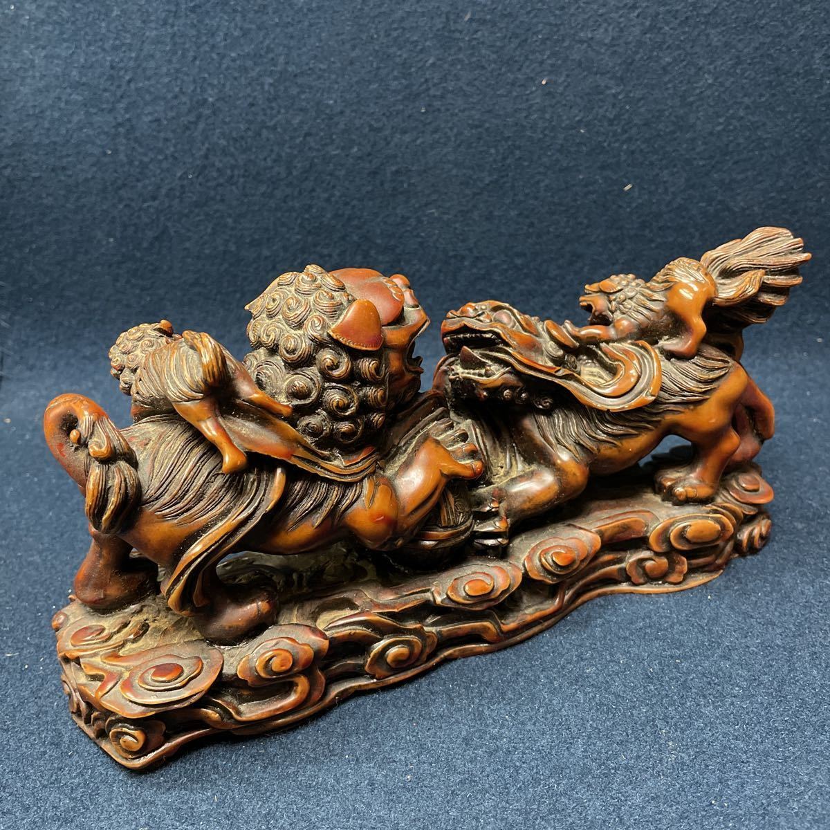 中国美術 親子獅子置き物　縁起物 装飾品 工芸品　