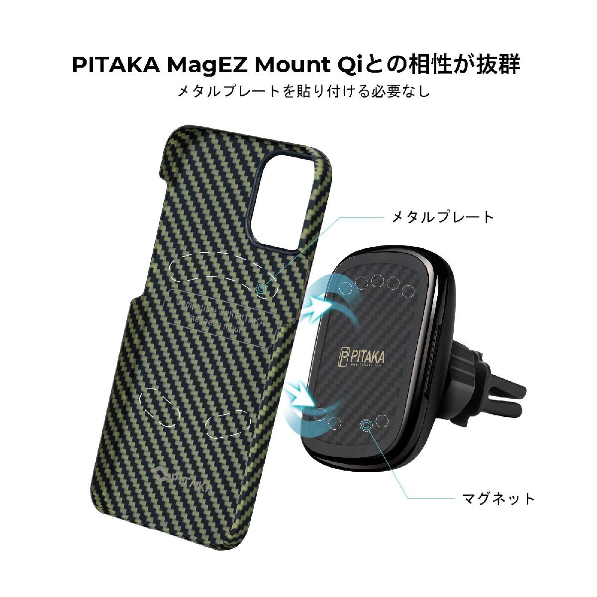 送料無料★「PITAKA」MagEZ Case iPhone 12 mini ケース 5.4インチ（黒/黄 ツイル柄）_画像2
