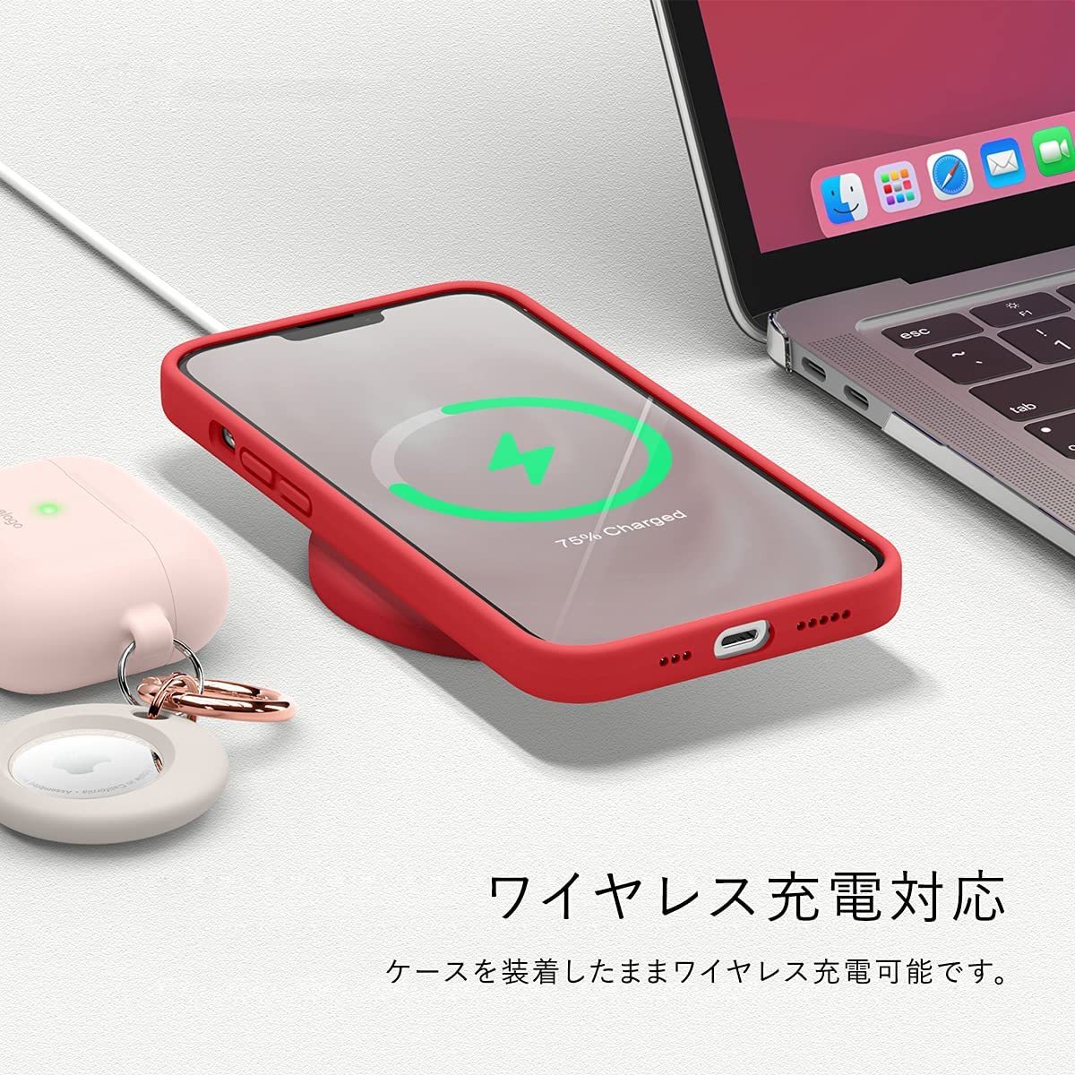 送料無料★elago iPhone13 Pro ケース 耐衝撃 薄型 シリコン SILICONE CASE (ラブリーピンク)_画像5