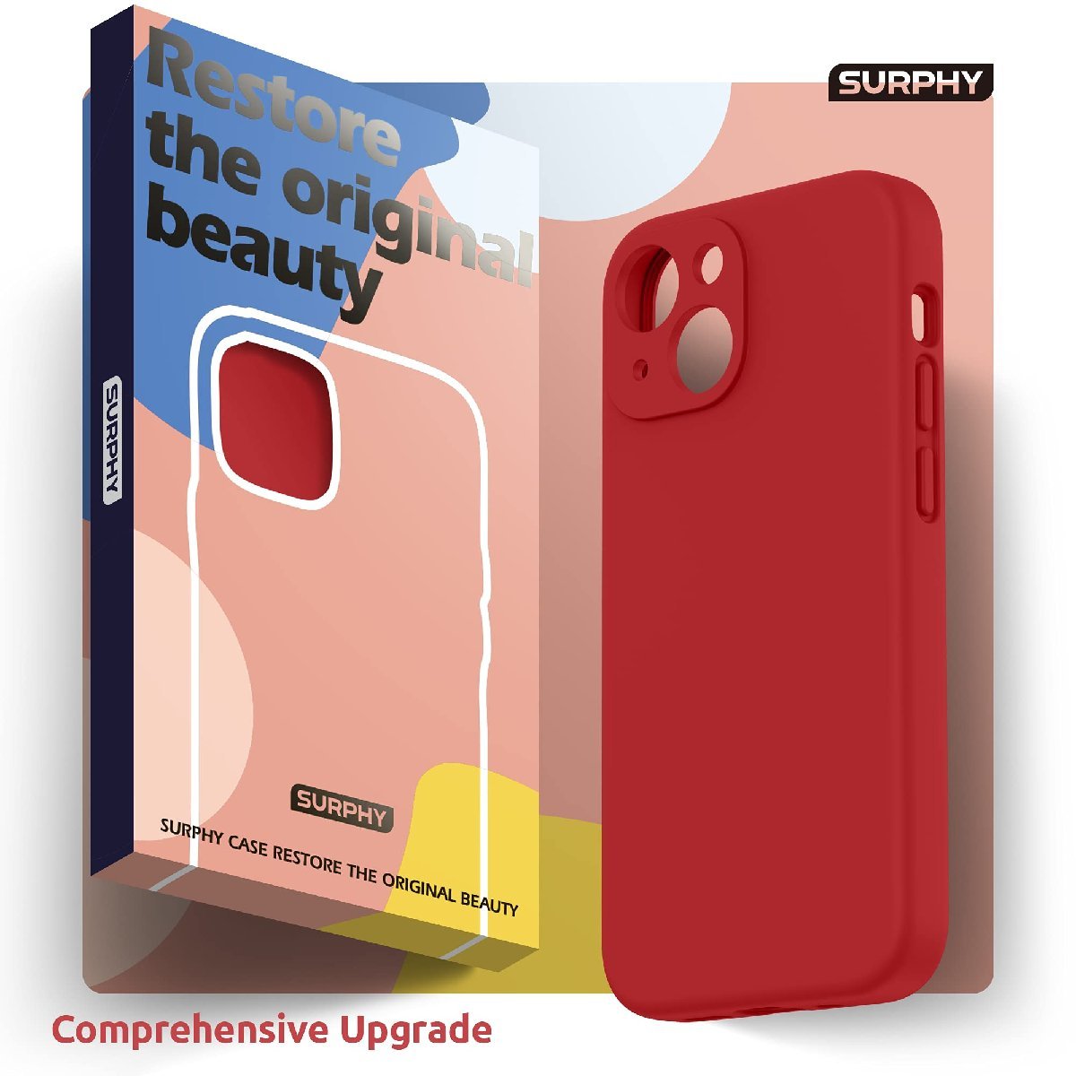 送料無料★SURPHY iPhone13 mini ケース シリコン 耐衝撃 超軽量 全面保護 5.4インチ (赤)_画像8