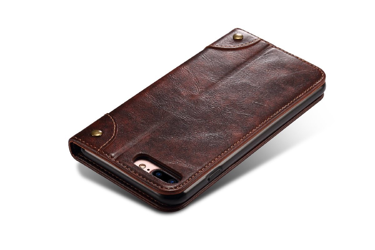 送料無料★iPhone 8 plus / 7 plus手帳型ケース 財布型 カード収納 軽量 防塵 薄型 耐衝撃 (ブラウン)_画像5