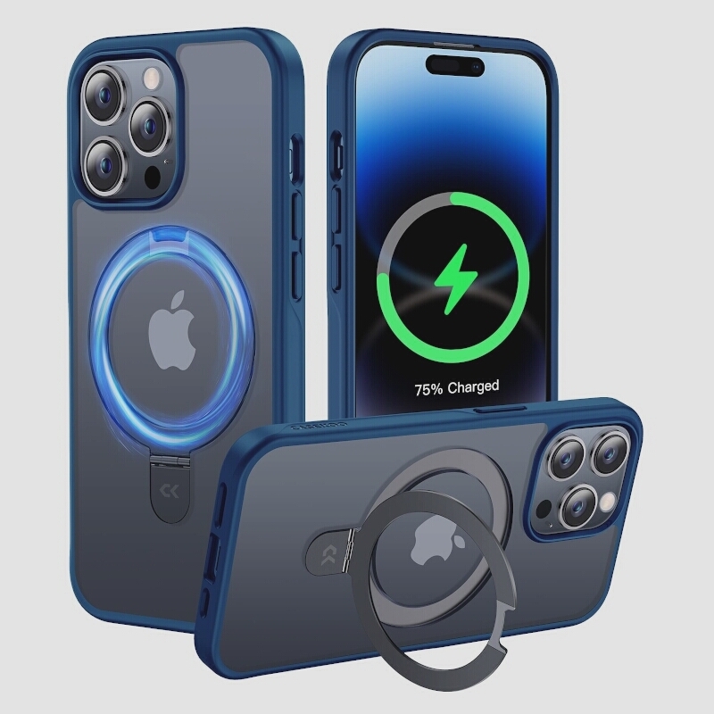 お気に入りの ケース iPhone14ProMax 送料無料★CASEKOO 隠し収納式 ワイヤレス充電(マットブルー) マット仕上げ 半透明 iPhone 12 Pro Max用 お気に入りの ケース iPhone14ProMax 送料無料★CASEKOO 隠し収納式 ワイヤレス充電(マットブルー) マット仕上げ 半透明 iPhone 12 Pro Max用