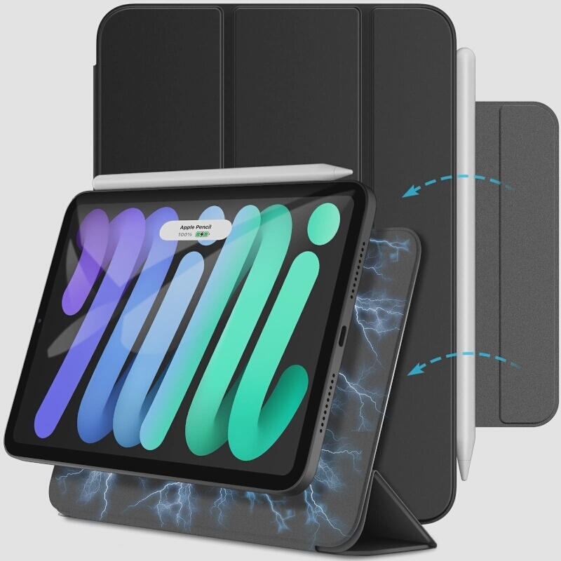 送料無料★JEDirect iPadmini6 マグネットケース 8.3インチ 磁気吸着 スリムスマート保護カバー(ブラック)_画像1