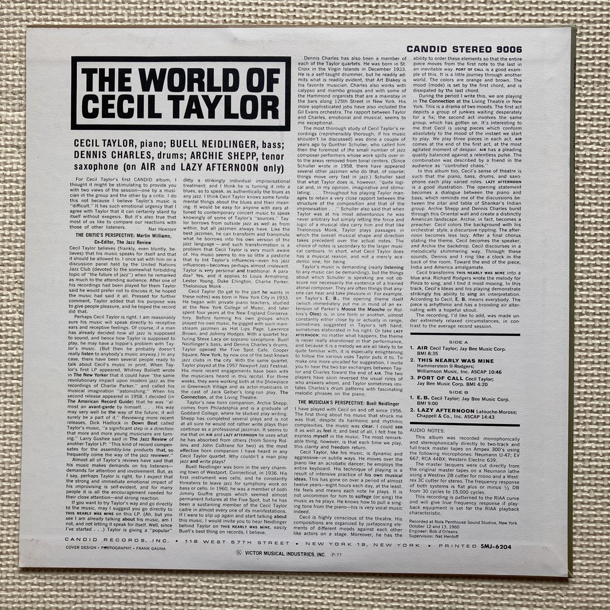 セシル・テイラー【THE WORLD OF CECIL TAYLOR】CANDID／ビクター音楽産業（和盤解説付）／美品_画像2