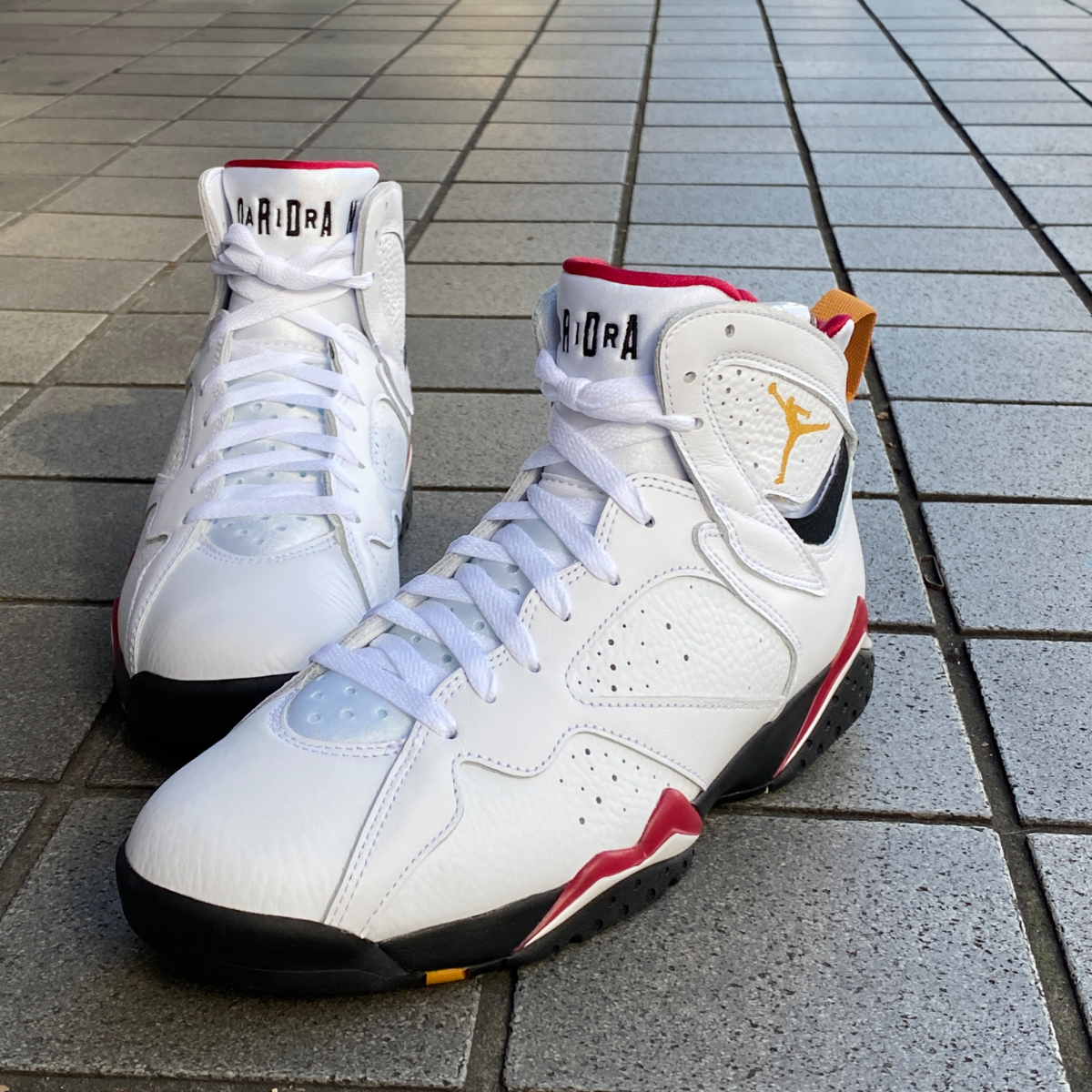 30周年記念モデル 【us10】 NIKE ナイキ AIR JORDAN7 RETRO エアジョーダン7 レトロ AJ7 正規品 カーディナル 白 レザー 28cm (aj90)_画像8