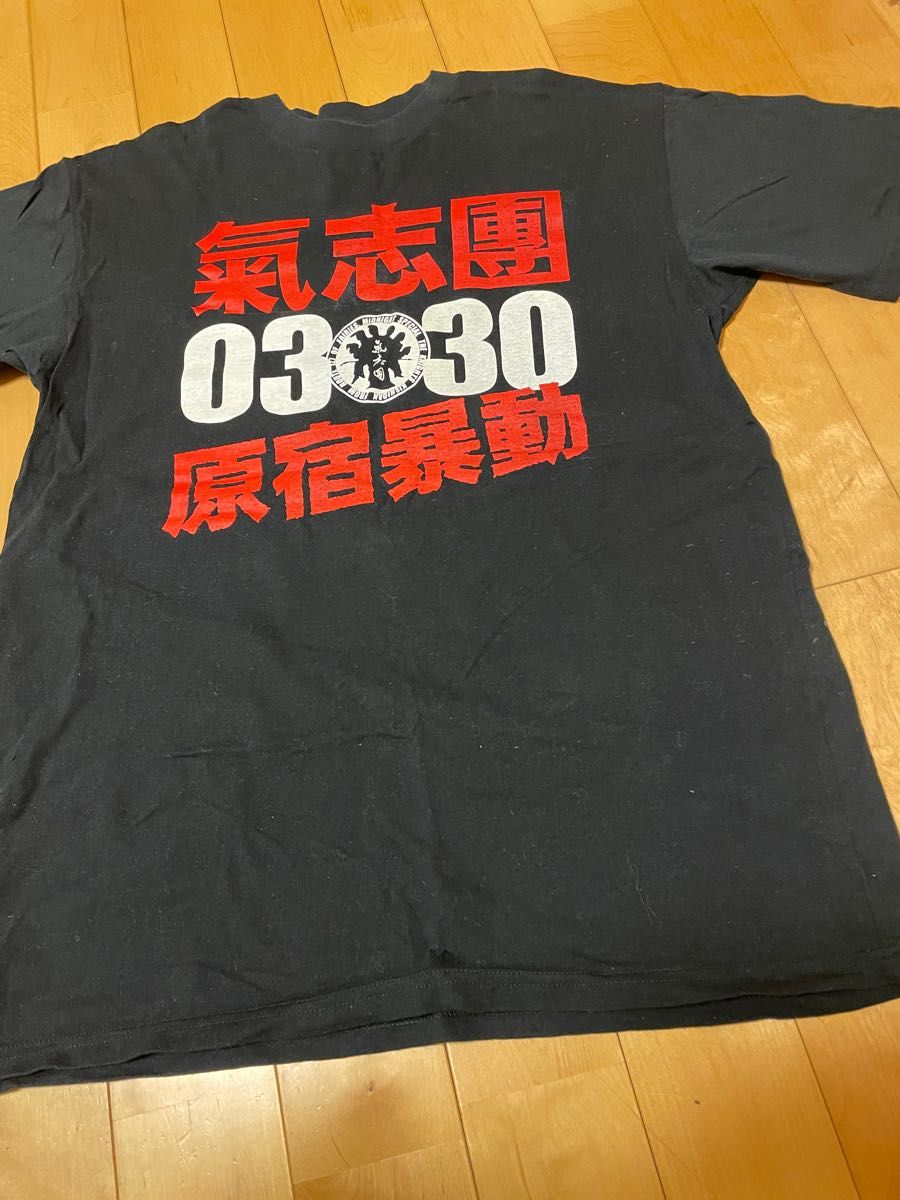 氣志團 非売品 2002年 0330 原宿暴動 HERE'S THE 原宿暴動 半袖 ロックTシャツ バンドTシャツ 黒