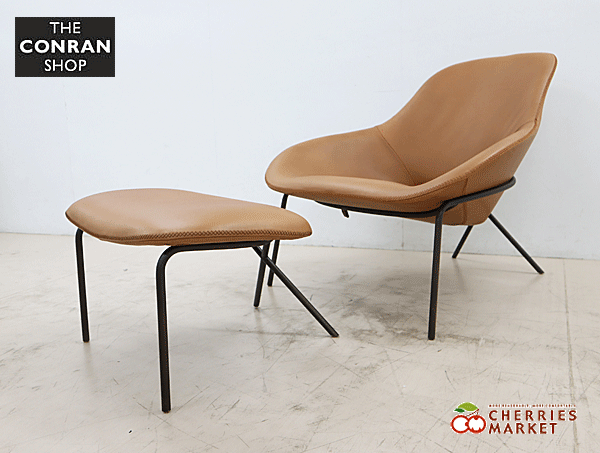 ◆展示品◆ THE CONRAN SHOP コンランショップ クロスレッグ ラウンジチェア ロマーニャ シナモン 1Pソファ＆オットマン 58万 美品