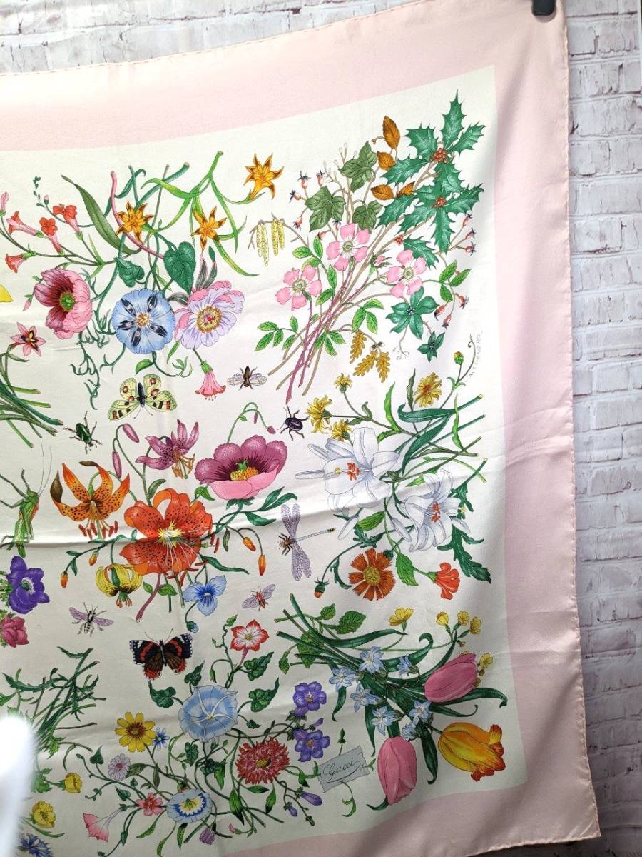 GUCCI グッチ オールドグッチ ヴィンテージ 大判スカーフ ショール 花