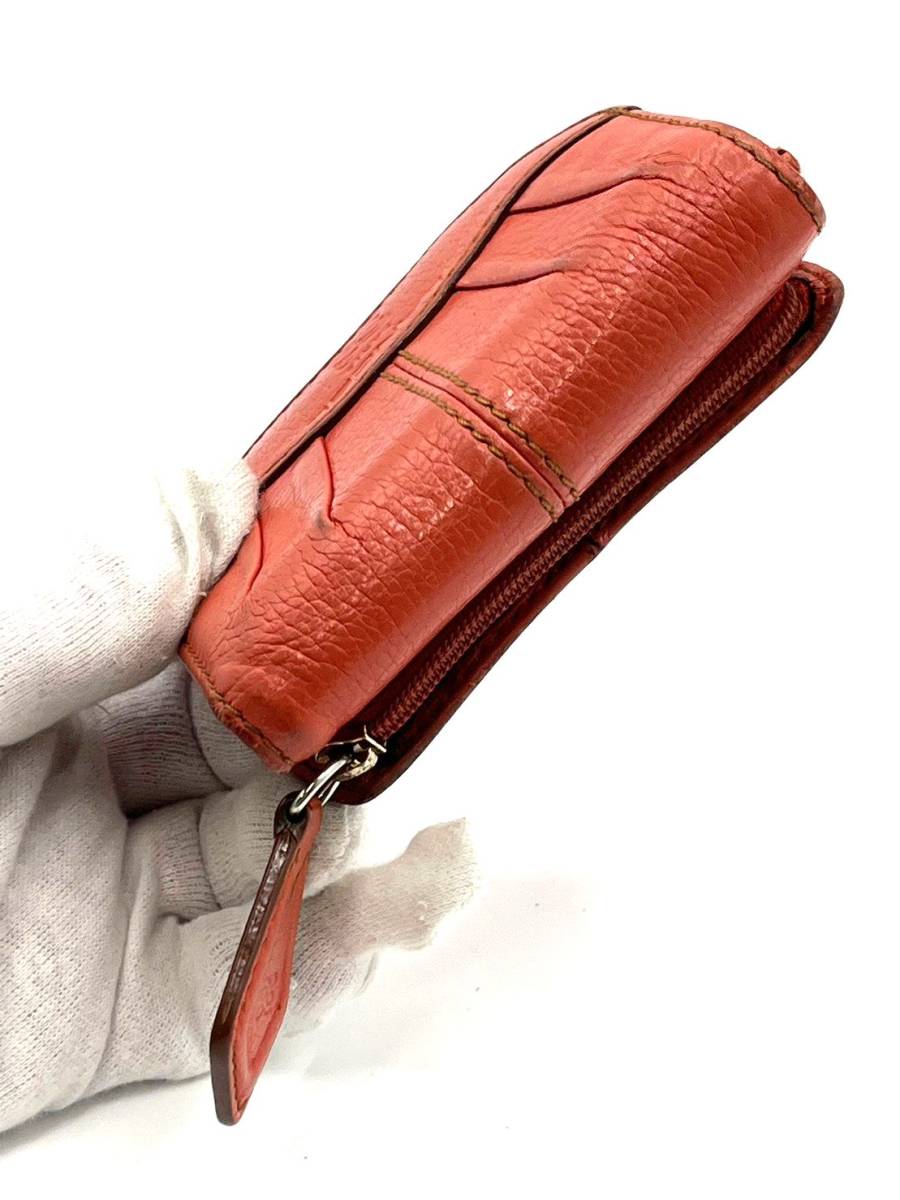 LANCEL ランセル 三つ折り財布 レザー オレンジ系 レディース_画像5