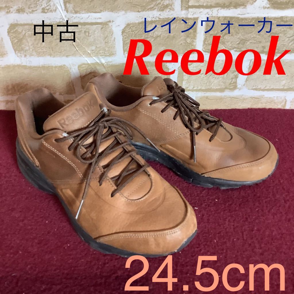 【売り切り!送料無料!】A-279 Reebok!レザースニーカー!24.5cm!ブラウン!天然皮革!雨晴兼用!ウォーキング!お散歩!旅行!中古!_画像1