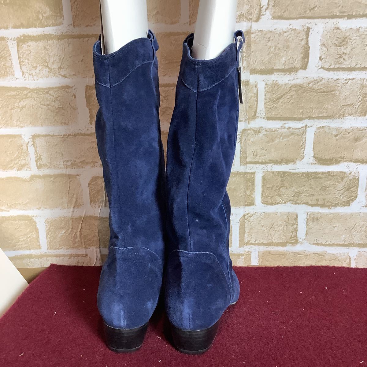 [ selling out! free shipping!]A-275 FABIO RUSCONI! Italy velour boots! blue! navy!38 24.0cm rank! regular price 33,000 jpy! long boots! tag equipped!