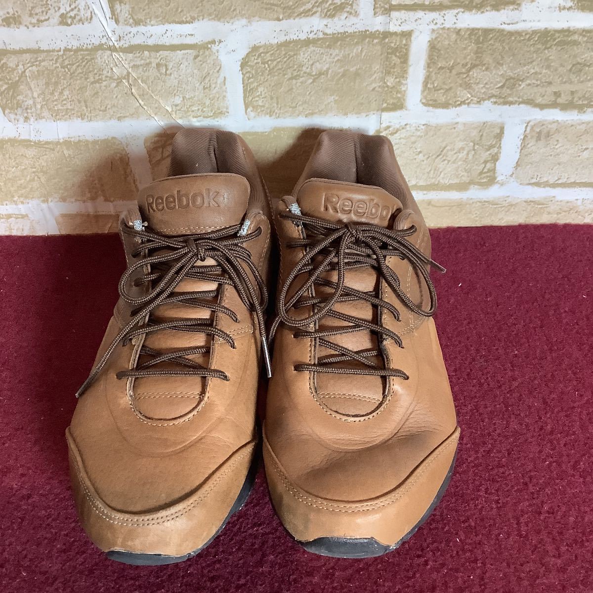 [ распродажа! бесплатная доставка!]A-279 Reebok! кожа спортивные туфли!24.5cm! Brown! натуральный кожа! дождь . двоякое применение! ходьба!. прогулка! путешествие! б/у!