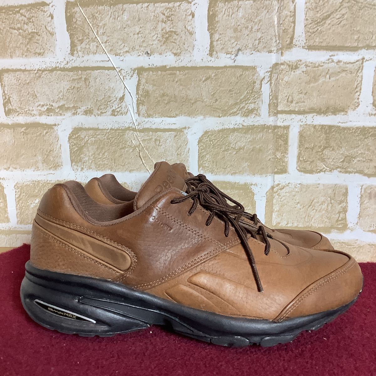 [ распродажа! бесплатная доставка!]A-279 Reebok! кожа спортивные туфли!24.5cm! Brown! натуральный кожа! дождь . двоякое применение! ходьба!. прогулка! путешествие! б/у!