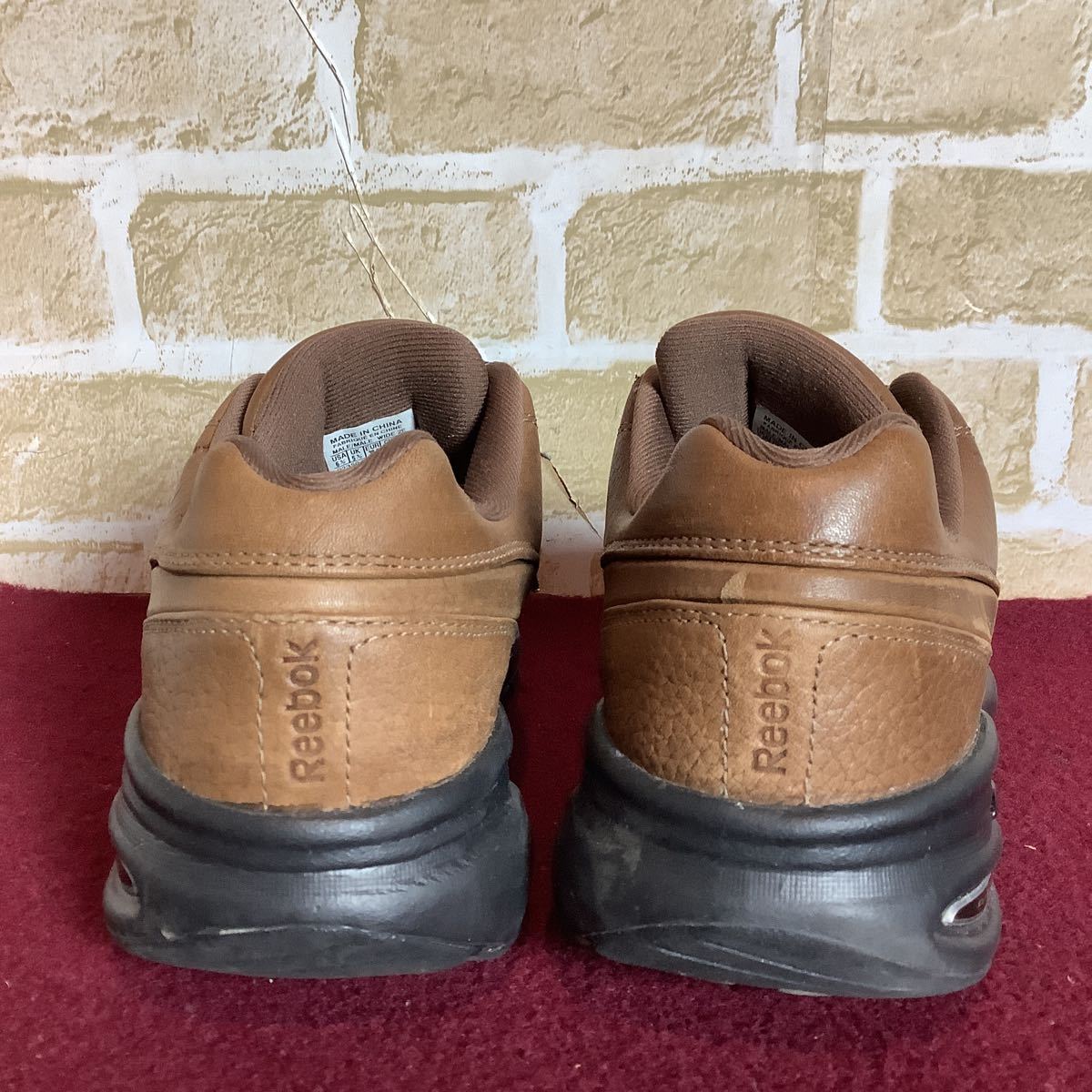 [ распродажа! бесплатная доставка!]A-279 Reebok! кожа спортивные туфли!24.5cm! Brown! натуральный кожа! дождь . двоякое применение! ходьба!. прогулка! путешествие! б/у!