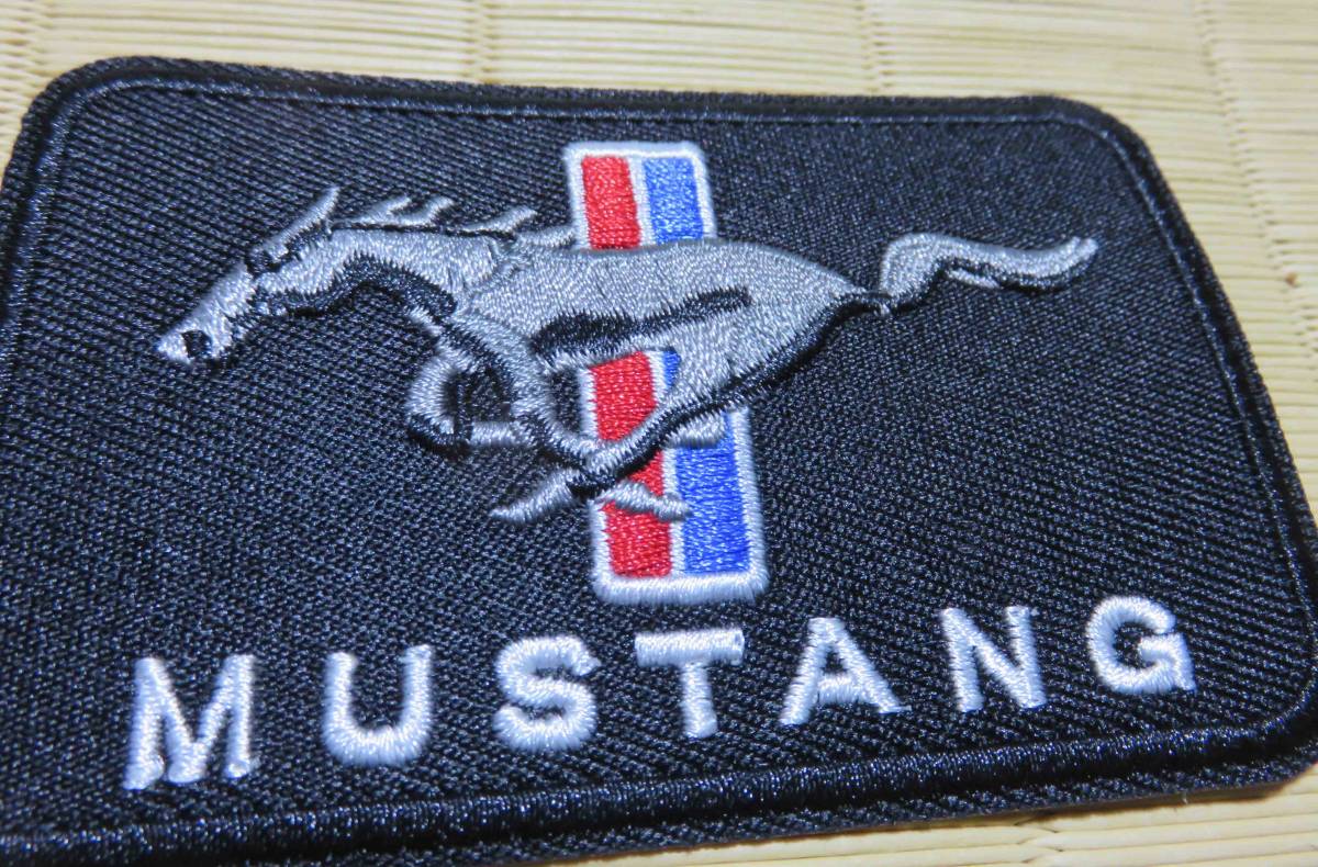 黒角丸四角US駿馬■新品Ford Mustangフォード・マスタング刺繍ワッペン◇激渋■サバゲー　ミリタリー　ファッション■洋服・衣類・衣服DIY