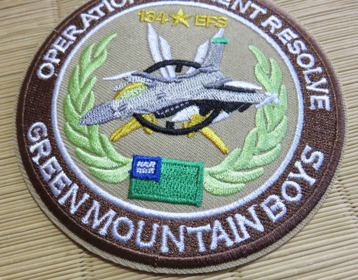 円型134TH珈琲◆新品アメリカUS戦闘機Green Mountain Boys グリーン・マウンテンボーイズ刺繍ワッペン激渋■サバゲー　ミリタリー　衣服DIY