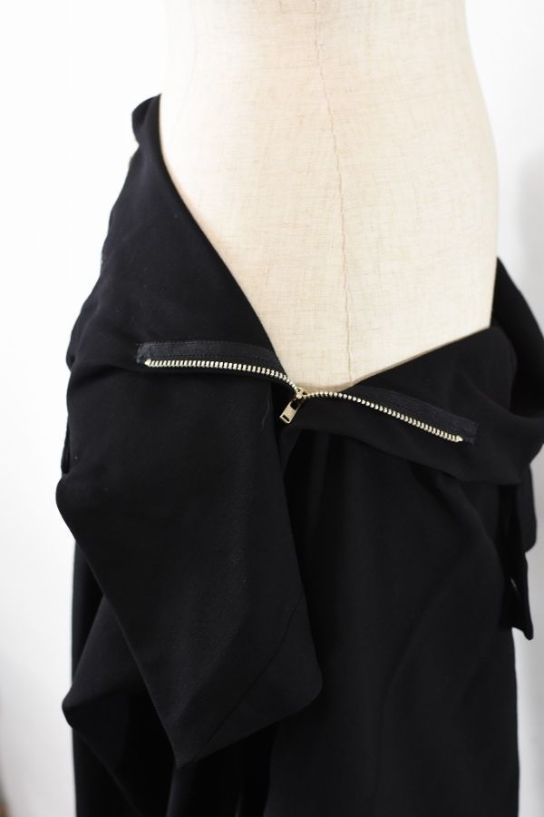 SL AA0032 vintage Yohji Yamamoto ヨウジヤマモト レディース 変形 ドレープ ワンショルダー レイヤード ワンピース ドレス黒 SS archives_画像7