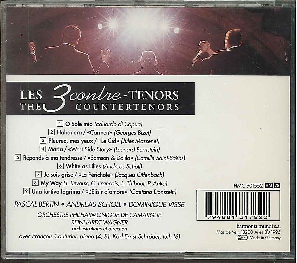 【美品！(仏harmonia mundi】 Les 3 Contre-Tenors：Scholl, Visse, Bertin ３大カウンターテナー_画像2