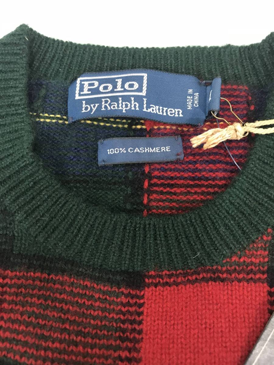 新品 アウトレット 11184 Mサイズ カシミア セーター チェック ポロ ラルフローレン polo ralph lauren カシミヤ_画像3