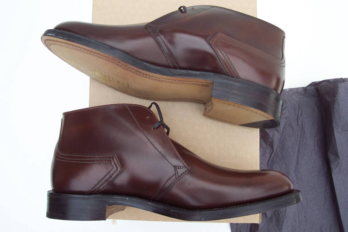 新品98デッド未使用英国製　　旧リアルマッコイズ・ サービスシューズREAL McCOY 'S & Loake Service-Shoes チャッカーブーツ8ガラスレザー_画像4