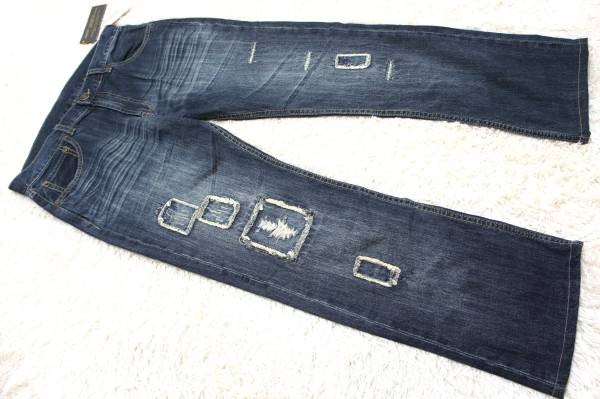  and u-* Orion jeans * feather pattern Denim pants * middle navy blue W80
