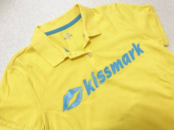 キスマーク【kissmark】フェルト調ワッペン/半袖ポロシャツ：イエロー　M_画像3