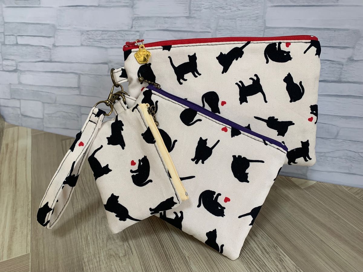 ランキングや新製品 ミニポーチ➂ 猫柄 ハンドメイド サッシーキッズバッグ タートル未使用タグ付きかめさん親子おもちゃ